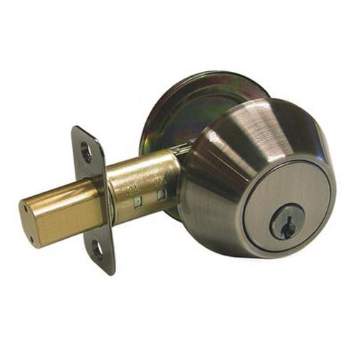 Home Series HD Single Cylinder Deadbolt With Round Rosette Keyed Entry Antique Nickel