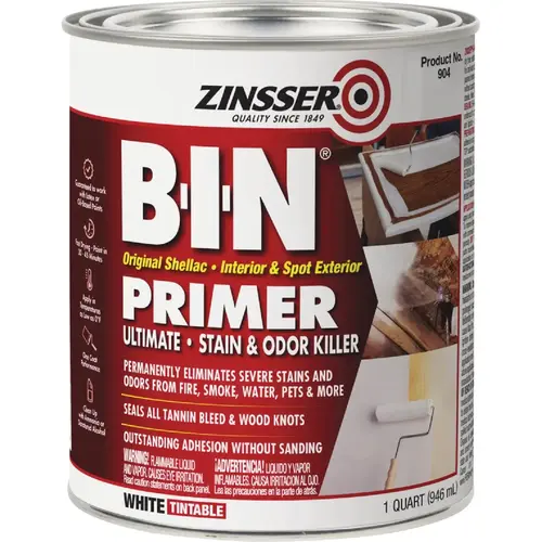 B-I-N Shellac-Based Ultimate Stain Blocker Interior & Spot Exterior Primer, White, 1 Qt.