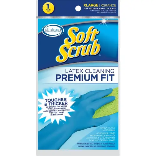 SOFT SCRUB 12413-26 XL Premium Fit Latex Rubber Glove Blue