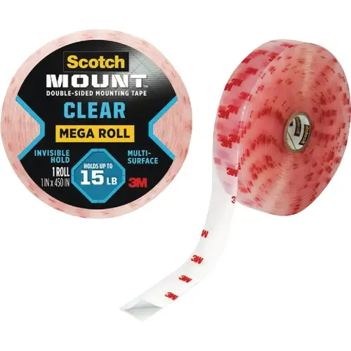 SCOTCH 410H-LONG-DC Mount 1 In. x 450 In. Clear Double-Sided Mounting Tape Mega Roll