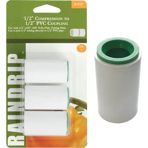 Raindrip R373CT 1/2 In. Tubing/PVC Compression Coupling - pack of 3