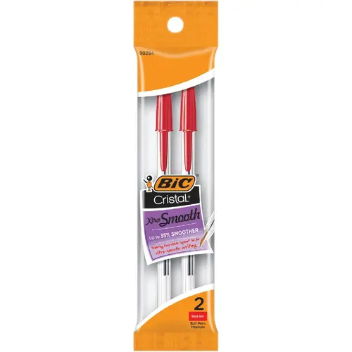 BIC MSP21RED Cristal Medium Point Red Ball Pen - pack of 2