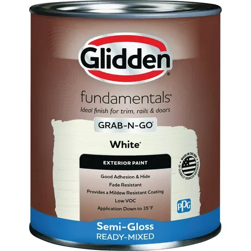 Glidden GLFEXT30WH/04 Fundamentals Exterior Grab-N-Go White Semi Gloss Quart