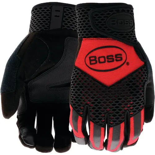 Boss B52061-M Protect Men's Medium Performance Work Glove Black & Red