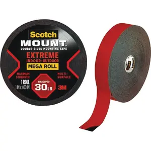 SCOTCH 414H-LONG-DC Mount 1 In. x 400 In. Extreme Double-Sided Mounting Tape Mega Roll Red