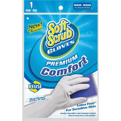 SOFT SCRUB 12612-26 Medium Premium Comfort Vinyl Rubber Glove White
