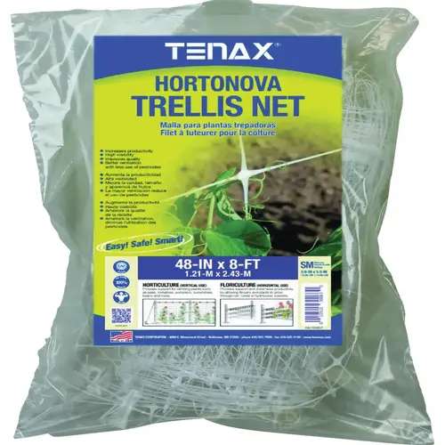 Tenax 2A150057 Hortanova 48 In. x 8 Ft. Polypropylene Trellis Netting