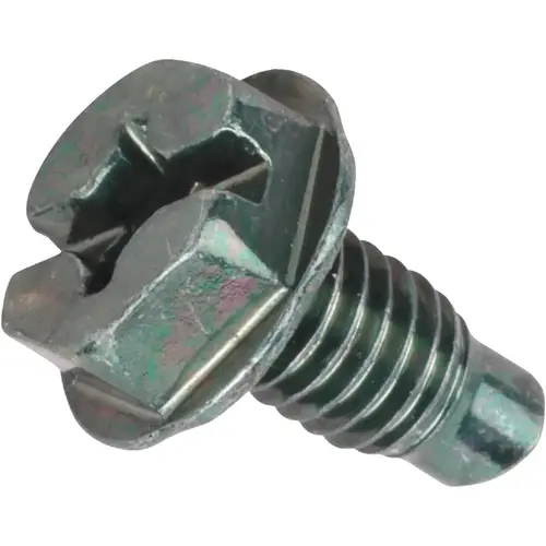 Steel City GS1SC-10 10-32 x 3/8 In. Hex Washer Slotted/Cross Green Grounding Screw - pack of 10