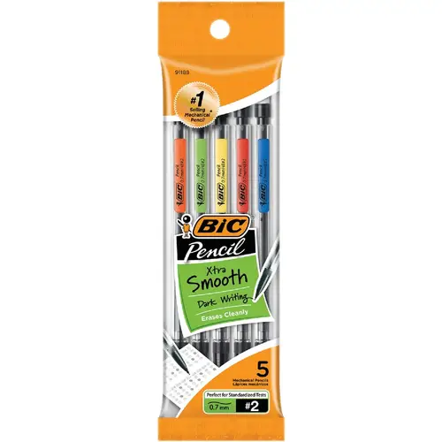 BIC MPP51BLK 0.7 mm Refillable Mechanical Pencil - pack of 5