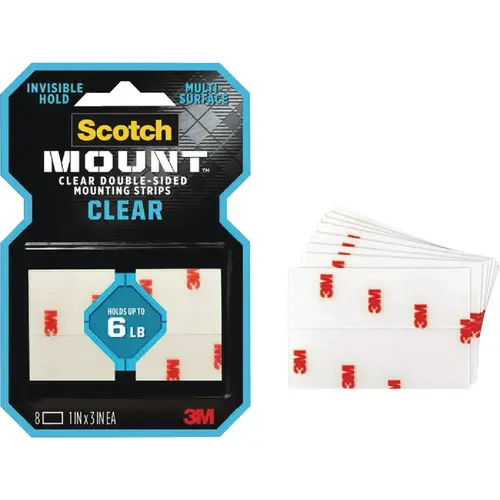 SCOTCH 410H-ST Mount 1 In. x 3 In. Clear Double-Sided Mounting Strips (8-Count)