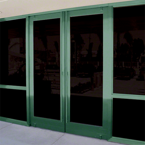Automatic Balancer KYNAR Medium Stile Door for 1" Glazing; 3-11/32" Top Rail; 9-1/2" Bottom Rail; Concealed Hinge Tube Double Doors; With Panic