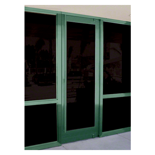Automatic Balancer Custom KYNAR Paint Aluminum Medium Stile Door for 1" Glazing; 3-11/32" Top Rail; 9-1/2" Bottom Rail; Concealed Hinge Tube RHR; with Panic