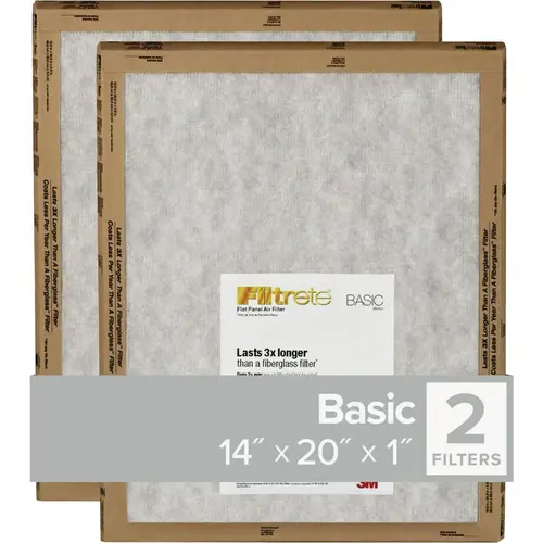 Filtrete FPL05-2PK-24-XCP24 14 In. x 20 In. x 1 In. Basic MPR Flat Panel Furnace Filter, MERV 2 - pack of 48