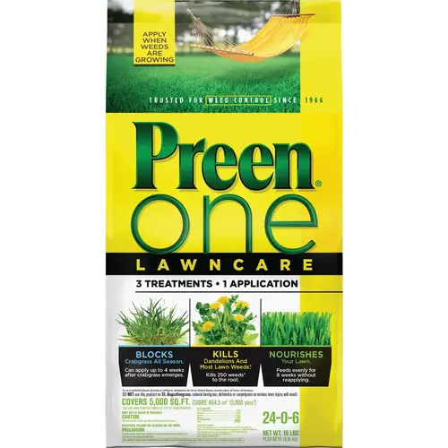 Preen 2164157 One Lawn Care 18 Lb. Ready To Use Granules Weed Killer with Fertilizer