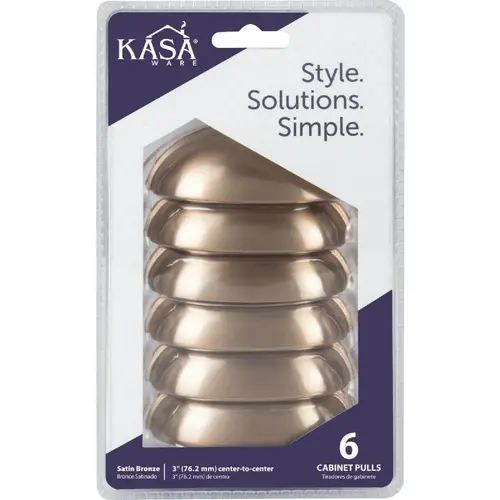 KasaWare K3833SN-6 Satin Bronze Cup Pull - pack of 6