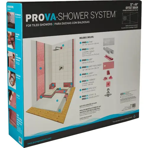M-D 80210 Building Products PROVA 32 In. x 60 In. Offset Drain Shower Kit White