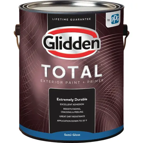 Glidden GLTEX30DB/01 Total Exterior Paint + Primer Semi-Gloss Ultra Deep Base 1 Gallon
