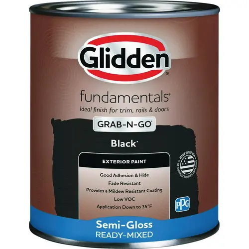 Glidden GLFEXT30BL/04 Fundamentals Exterior Grab-N-Go Black Semi Gloss Quart