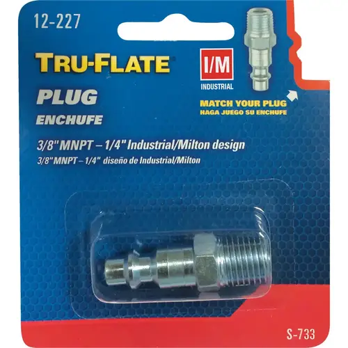 Tru-Flate 12-227 Industrial/Milton 3/8 In. MNPT Steel Industrial Plug