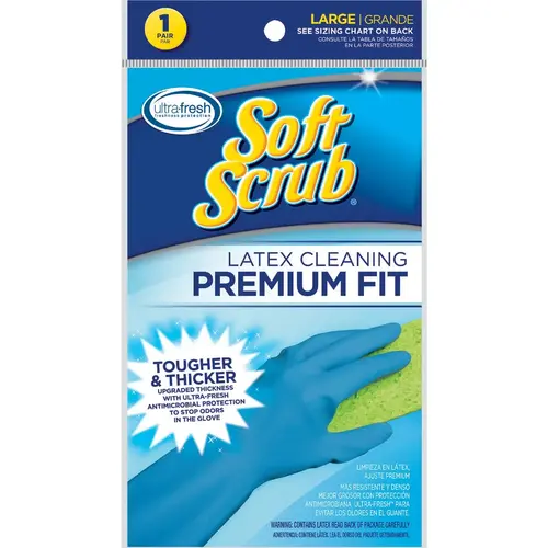 SOFT SCRUB 12412-26 Large Premium Fit Latex Rubber Glove Blue