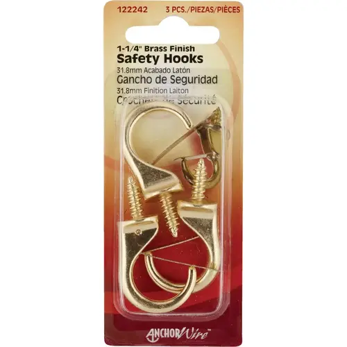 Hillman 122242 Anchor Wire 1-1/4 In. Brass Safety Hook