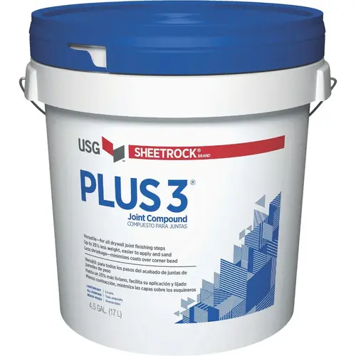 Sheetrock 381466-048 Plus 3 Pre-Mixed 4.5 Gal. Pail Lightweight All-Purpose Drywall Joint Compound