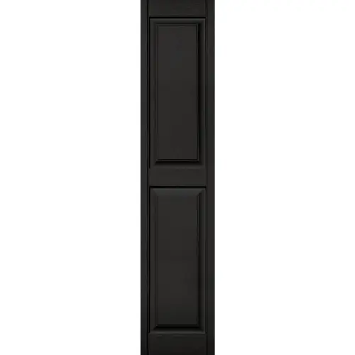 Builders Edge 030140071002 14.75 in. x 71 in. Raised Panel Vinyl Exterior Shutters Pair in Black