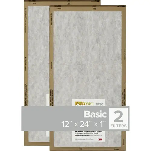 12 In. x 24 In. x 1 In. Basic MPR Flat Panel Furnace Filter, MERV 2 - pack of 2