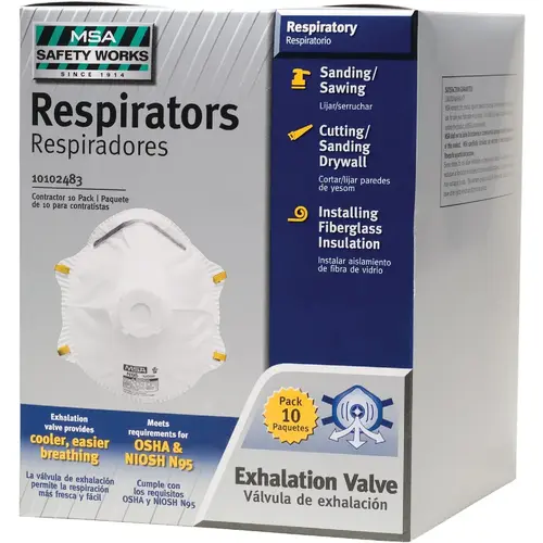 Safety Works 10102483 N95 Harmful Dust Respirator with Valve - pack of 10