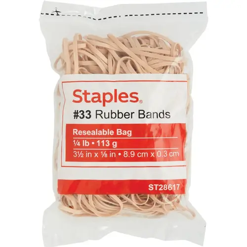 Staples 28617 #33 1/4 Lb. Economy Rubber Band Resealable Bag - pack of 175