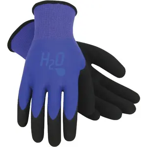 mud SM7186B/L H2O Women's Large Latex Coated Polyester Cobalt Blue Garden Glove Pair