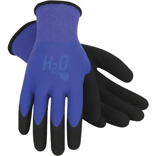 mud SM7186B/L H2O Women's Large Latex Coated Polyester Cobalt Blue Garden Glove Pair