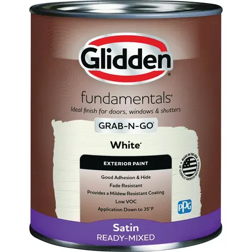 Glidden GLFEXT20WH/04 Fundamentals Exterior Grab-N-Go White Satin Quart
