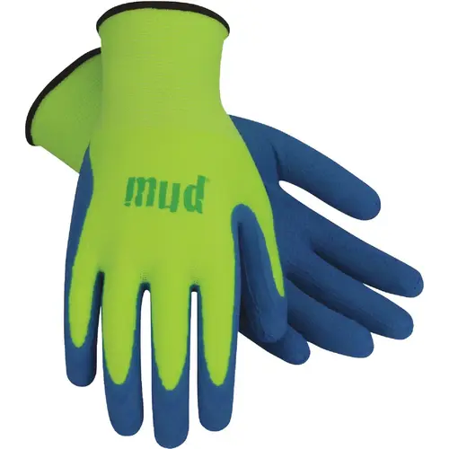mud SM7187G/M Super Grip Women's Medium Latex Coated Lime Green Garden Glove Pair