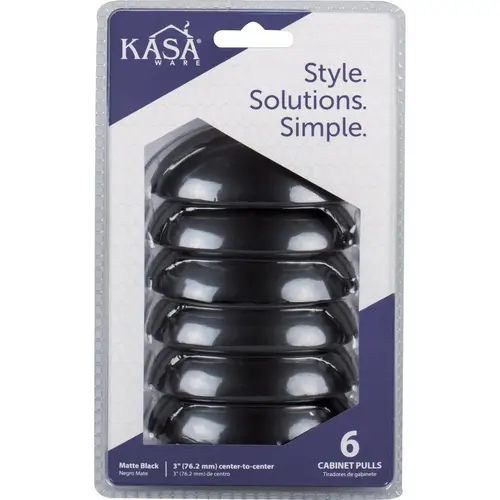 KasaWare K3833MB-6 Matte Black Cup Pull - pack of 6