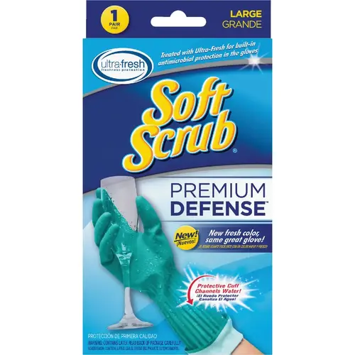 SOFT SCRUB 12813-16 Premium Defense Large Latex Rubber Glove Blue