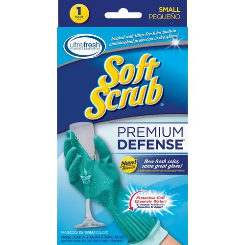 SOFT SCRUB 12811-16 Premium Defense Small Latex Rubber Glove Blue