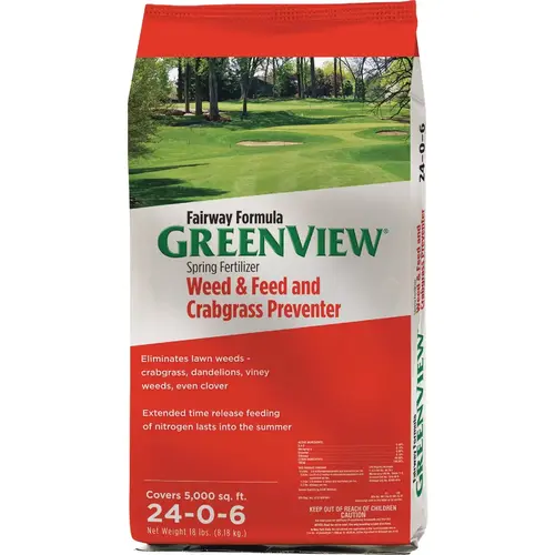 GreenView 2129172 Fairway 18 Lb. 5000 Sq. Ft. 24-0-6 Spring Fertilizer Weed & Feed and Crabgrass Preventer