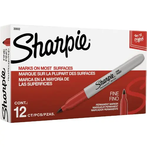 Sharpie 30002B Red Fine Point Permanent Marker - pack of 12