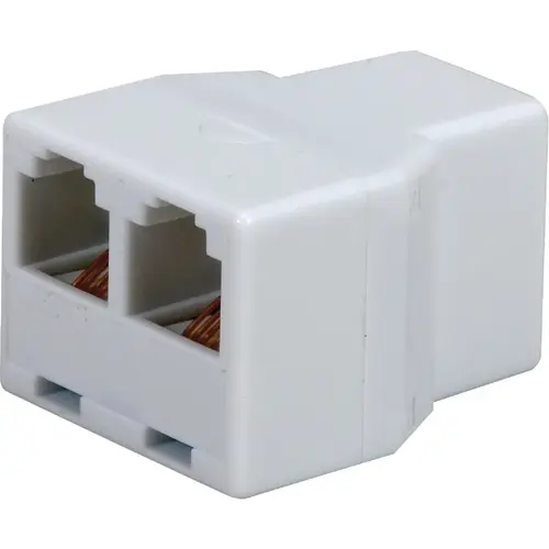 White 2-Line Phone Splitter Jack