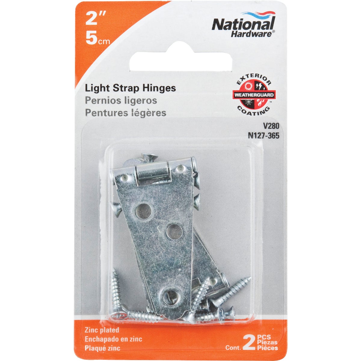 National Hardware Light Strap Hinge - Zinc Plated Pack Of 2 For Interior/Exterior