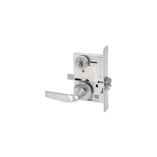 KIT - Classroom Intruder Mortise Lock, Citation Lever/A Rose Trim, V10 Outside Indicator Engraved (Locked/Unlocked, Green/Red) (Right Hand RH/RHR), V01 Inside Indicator (Locked/Unlocked, Green/Red), Large Format IC 6-Pin Prep, Less IC Core, Satin Chrome 626/26D