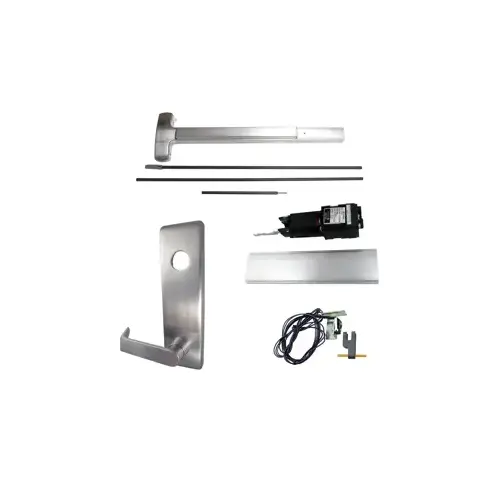 KIT - RX Request to Exit, Motorized Electric Latch Retraction, Rim Exit Device, Escutcheon x Dane Lever Trim 510L, 36", Hex Dogging, RHR Right Hand Reverse/Reversible, 24VDC 1 Amp, Grade 1, US26D/626 Satin Chrome