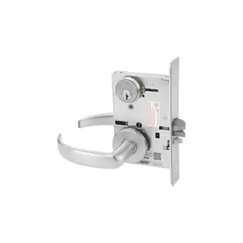 KIT - Entrance or Public Restroom Mortise Lock, Princeton Lever with A Rose Trim, 2 Each Standard 1-1/8 Mortise Cylinders, A01 Clover Cam Outside, A02 Standard Yale Style Cam Inside, L4 Keyway 0-Bit, Handing is Field Reversible, ANSI Strike SS118, 626/US26D Satin Chrome