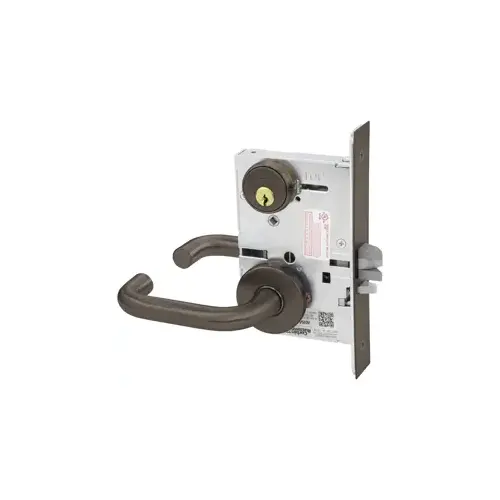 KIT - Classroom Intruder Mortise Lock, Lustra Lever/A Rose Trim, V20 Outside Indicator (Vacant/Occupied, Green/Red), V01 Inside Indicator (Locked/Unlocked, Green/Red), Standard Cylinder, L4 Keyway, Oil Rubbed Bronze 613E/10B