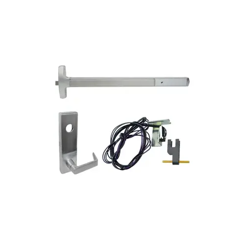 KIT - RX Request to Exit, CVR Concealed Vertical Rod Exit Device, Escutcheon x Quantum Lever Nightlatch Trim 510L-NL, 36" x 96", Hex Dogging, RHR Right Hand Reverse/Reversible Handing, Grade 1, US26D/626 Satin Chrome