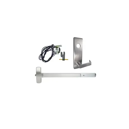 KIT - RX Request to Exit, Fire Rated Rim Exit Device, Escutcheon x Dane Lever Nightlatch Trim 510L-NL, 36", Less Dogging, RHR Right Hand Reverse/Reversible Handing, UL, 299F Strike, Grade 1, US26D/626 Satin Chrome