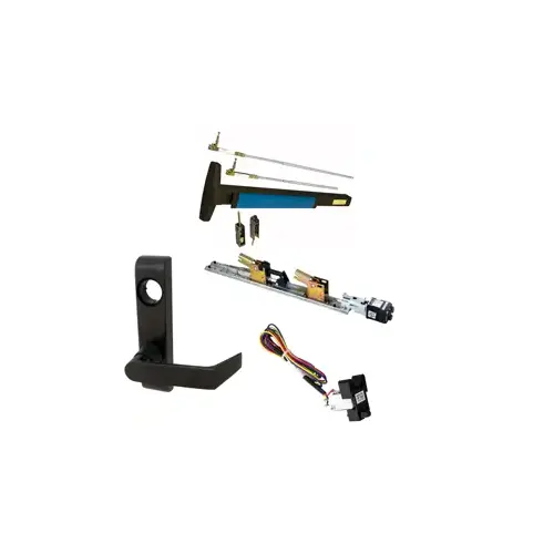 KIT - RX (Request to Exit Switch), QEL (Quiet Electric Latch Retraction), Narrow Stile CVR Concealed Vertical Rod Exit Device, 360L-06 Lever Trim, RHR Right Hand Reverse/Reversible Handing, 36" x up to 100", Grade 1, 710/313 Dark Bronze