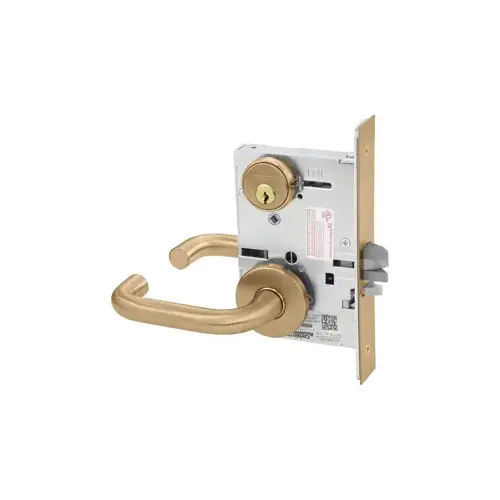 KIT - Institution Mortise Lock, Lustra Lever with A Rose Trim, Standard Cylinder, L4 Keyway, 6-Pin 0-Bit, Satin Bronze 612/US10