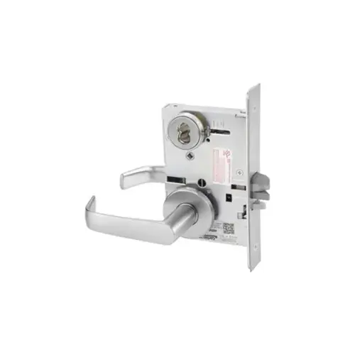 KIT - Classroom Mortise Lock, Newport Lever with A Rose Trim, LFIC Large Format Interchangeable Core 6-Pin Prep, Less IC Core, Satin Chrome 626/26D